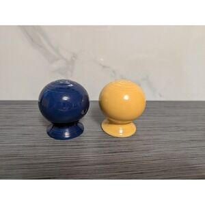 Fiestaware Salt and Pepper Shakers Cobalt Blue & Yellow Ball Set Homer Laughlin